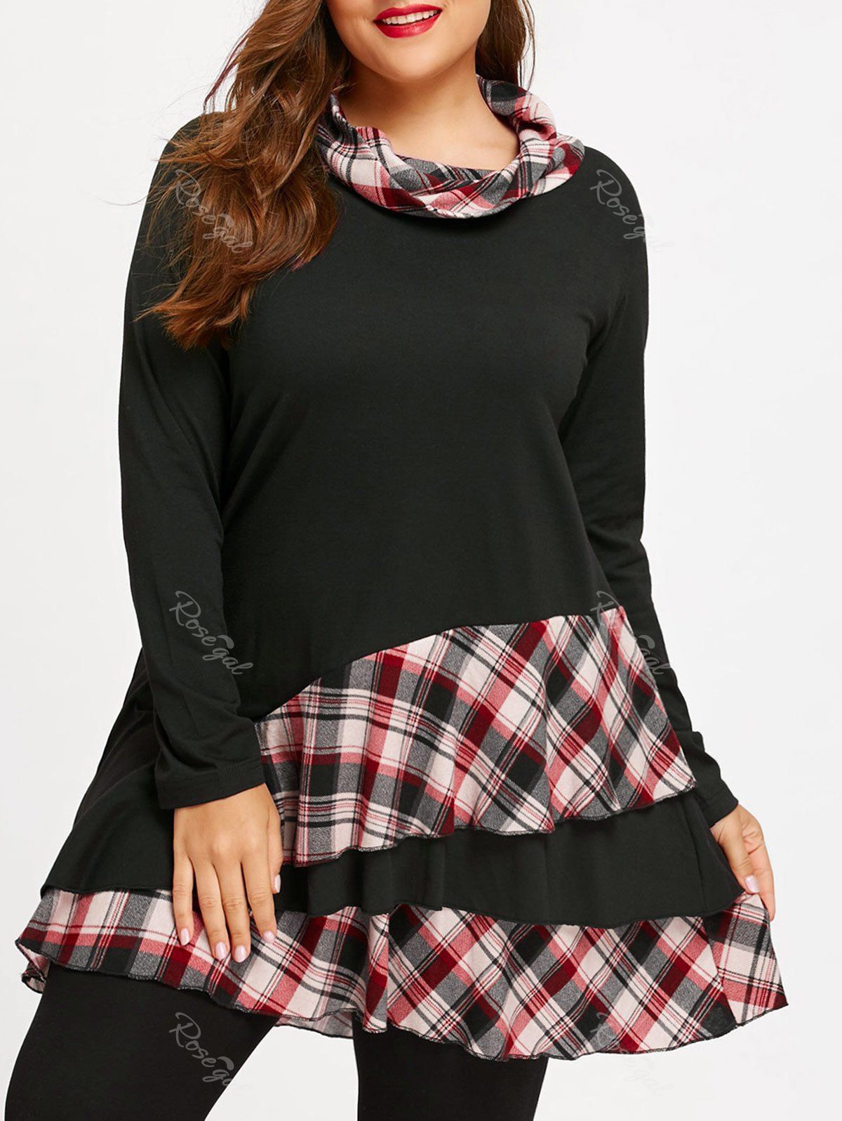 plus size plaid tops