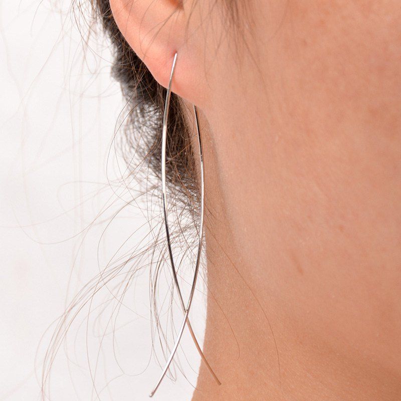 

Alloy Simple Fish Hoop Earrings, Silver