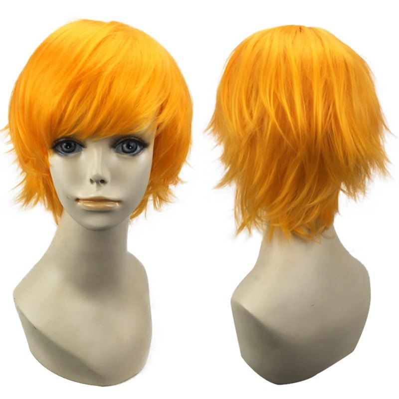 

Short Side Bang Straight Synthetic Cosplay Wig, Yellow