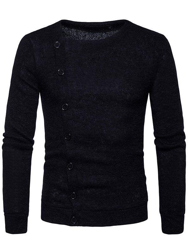 

Oblique Button Up Knitted Cardigan, Black