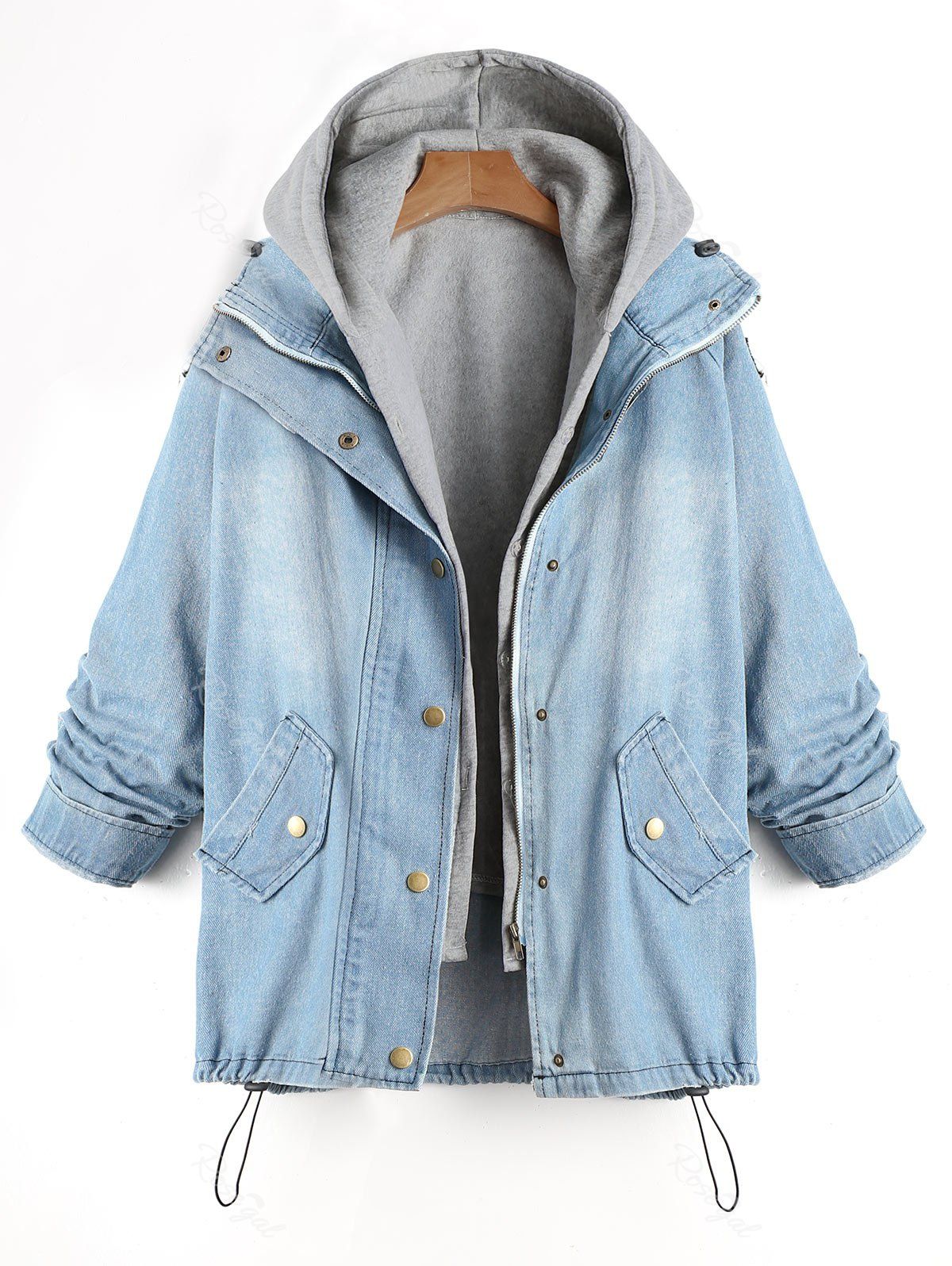 

Convertible Two Piece Plus Size Denim Coat, Denim blue