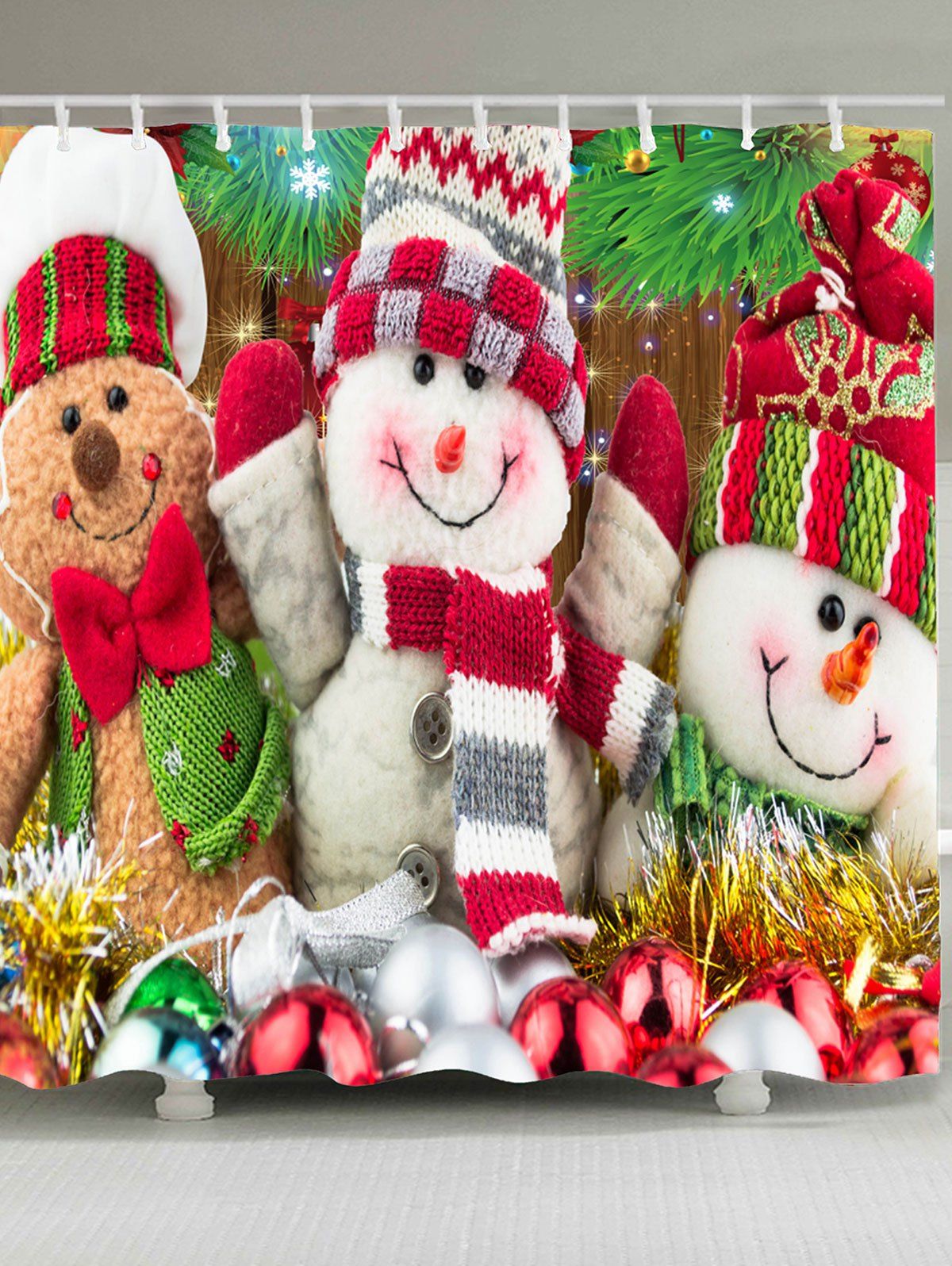 

Christmas Snowman Dolls Patterned Shower Curtain, Colorful