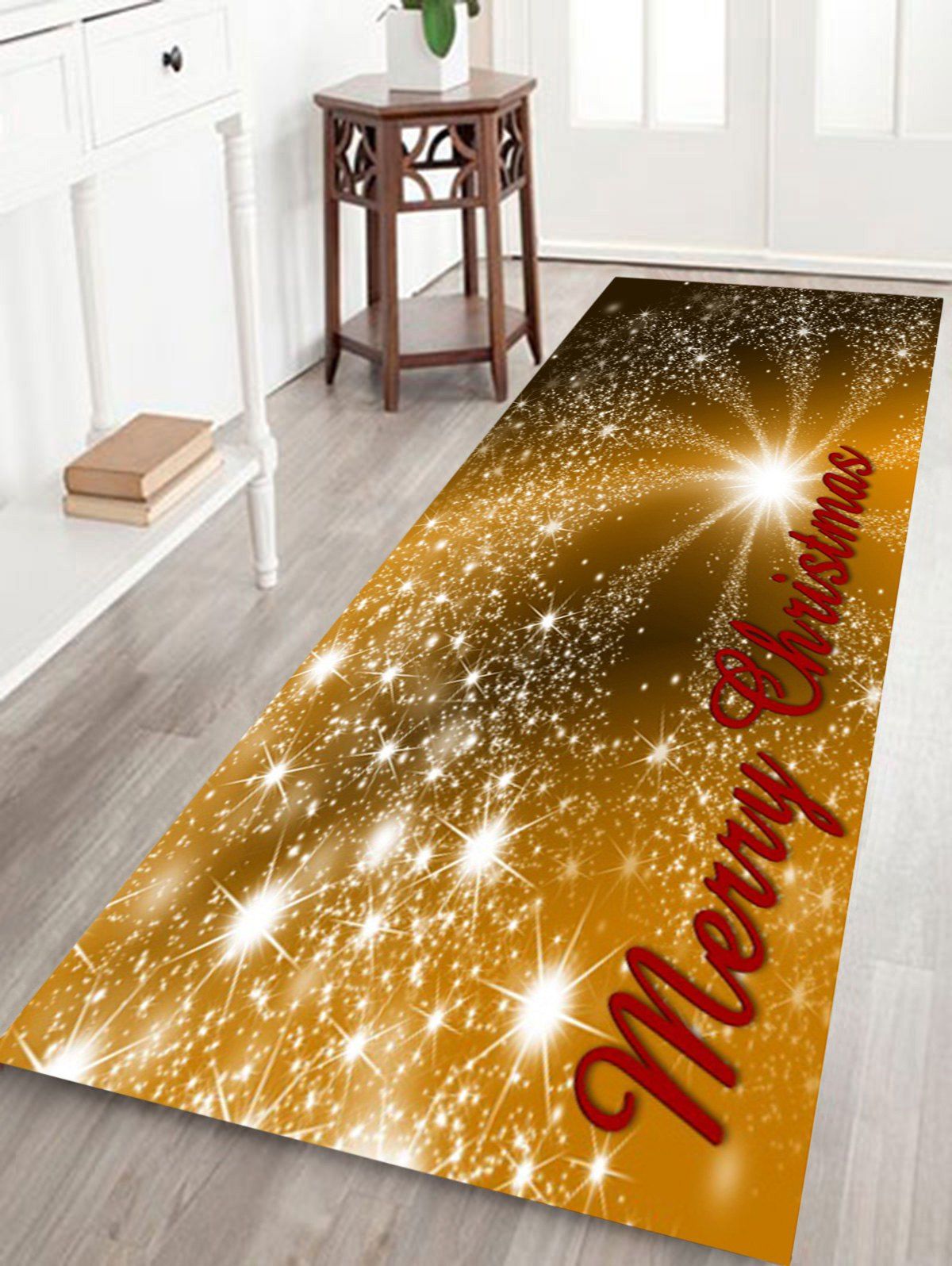 

Christmas Firework Pattern Anti-skid Water Absorption Area Rug, Gold brown