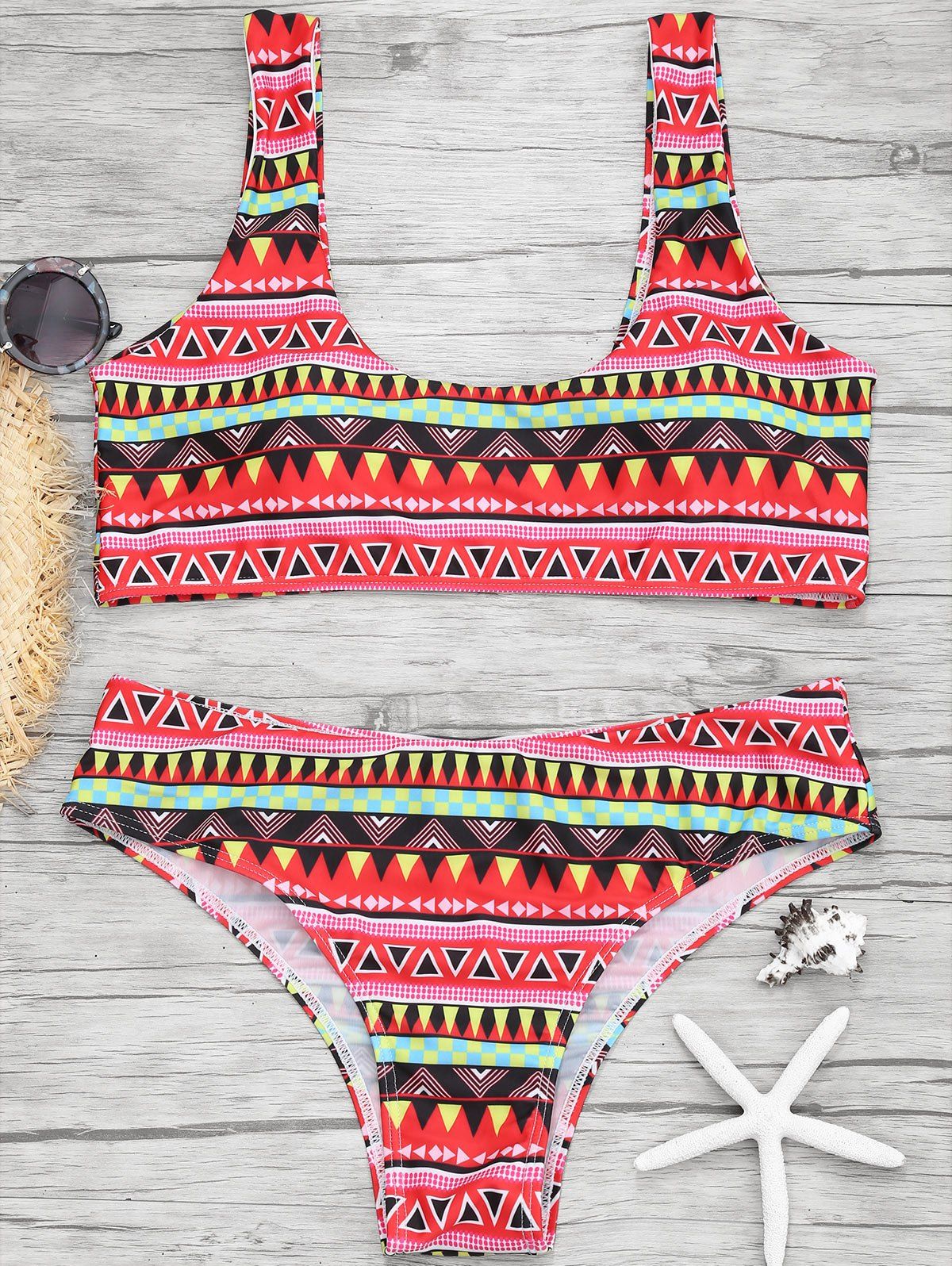 

Geometric Print Bohemian Bikini Set, Colormix