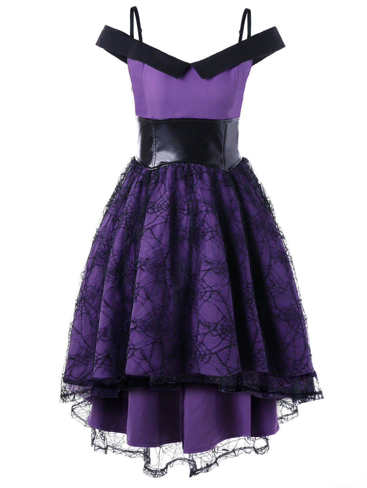 

Christmas Party Lace-up Spaghetti Strap Dress, Purple
