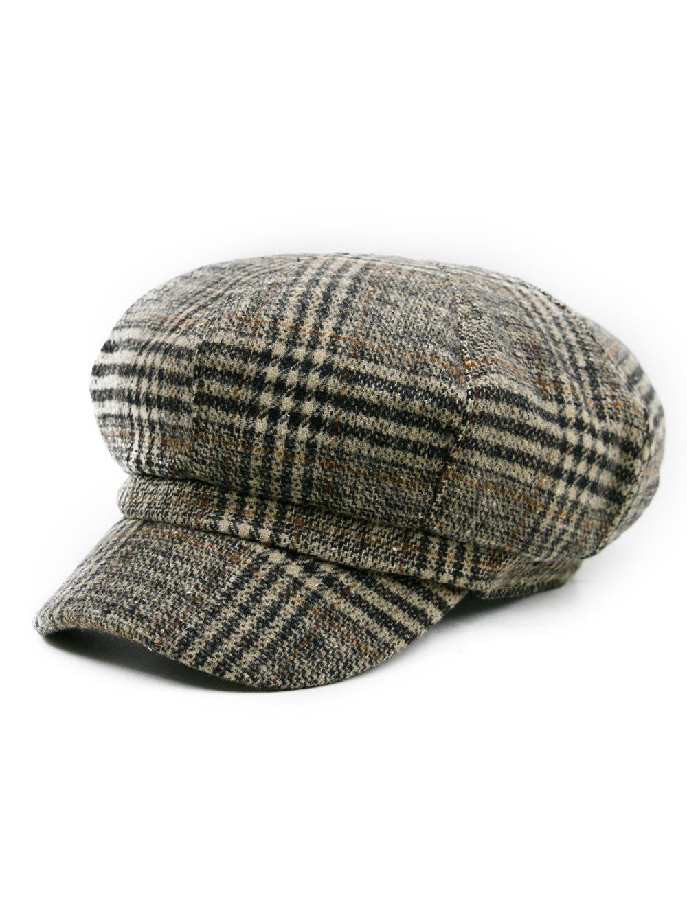 

Vintage Houndstooth Pattern Embellished Newsboy Hat, Pattern c