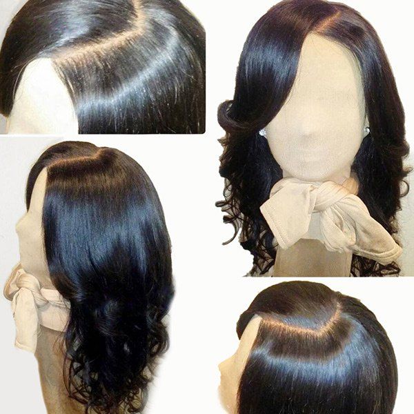 

Medium Side Parting Loose Wave Human Hair Lace Front Wig, Natural black