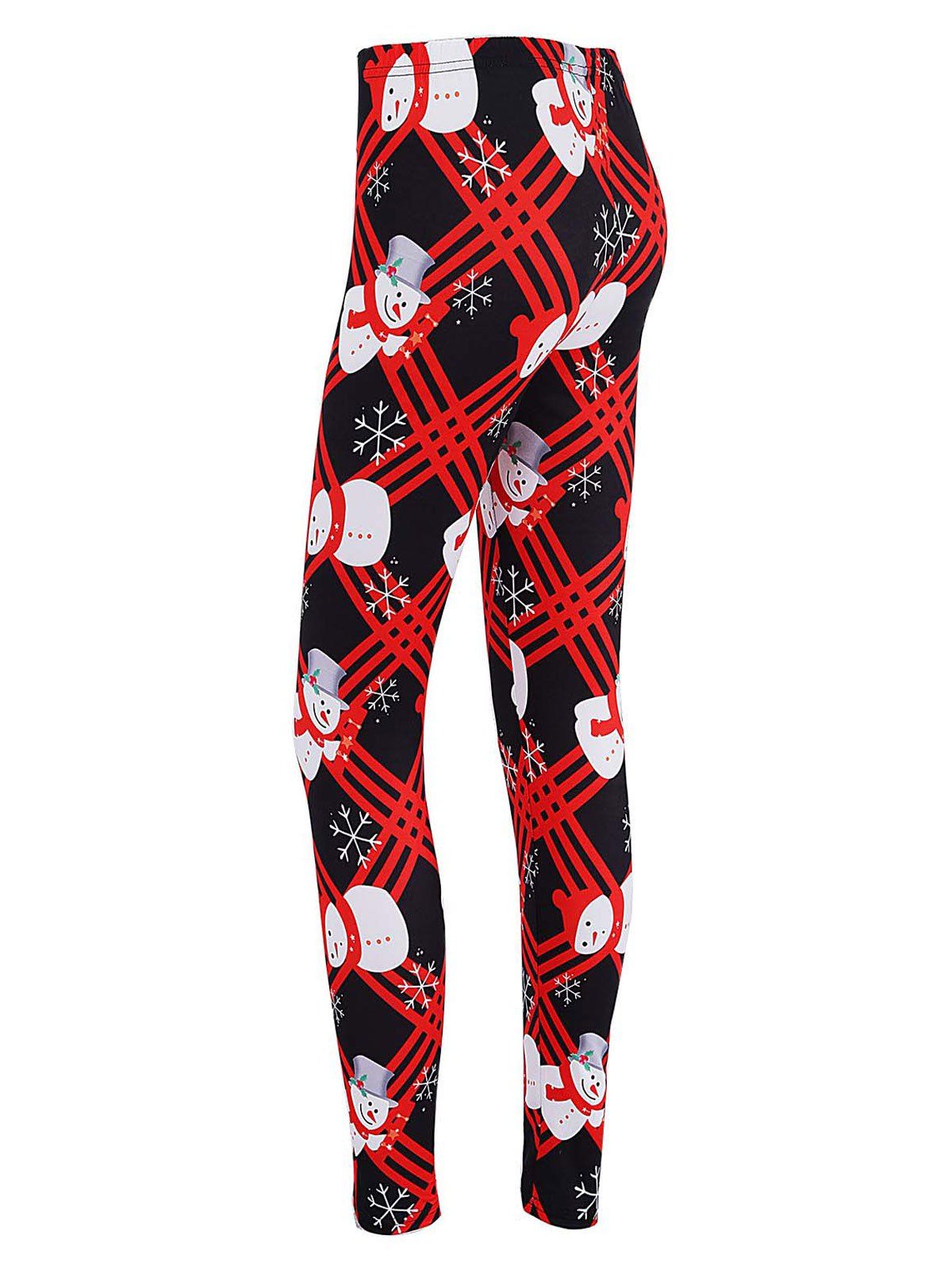 

Christmas Snowman Print Checked Skinny Leggings, Black