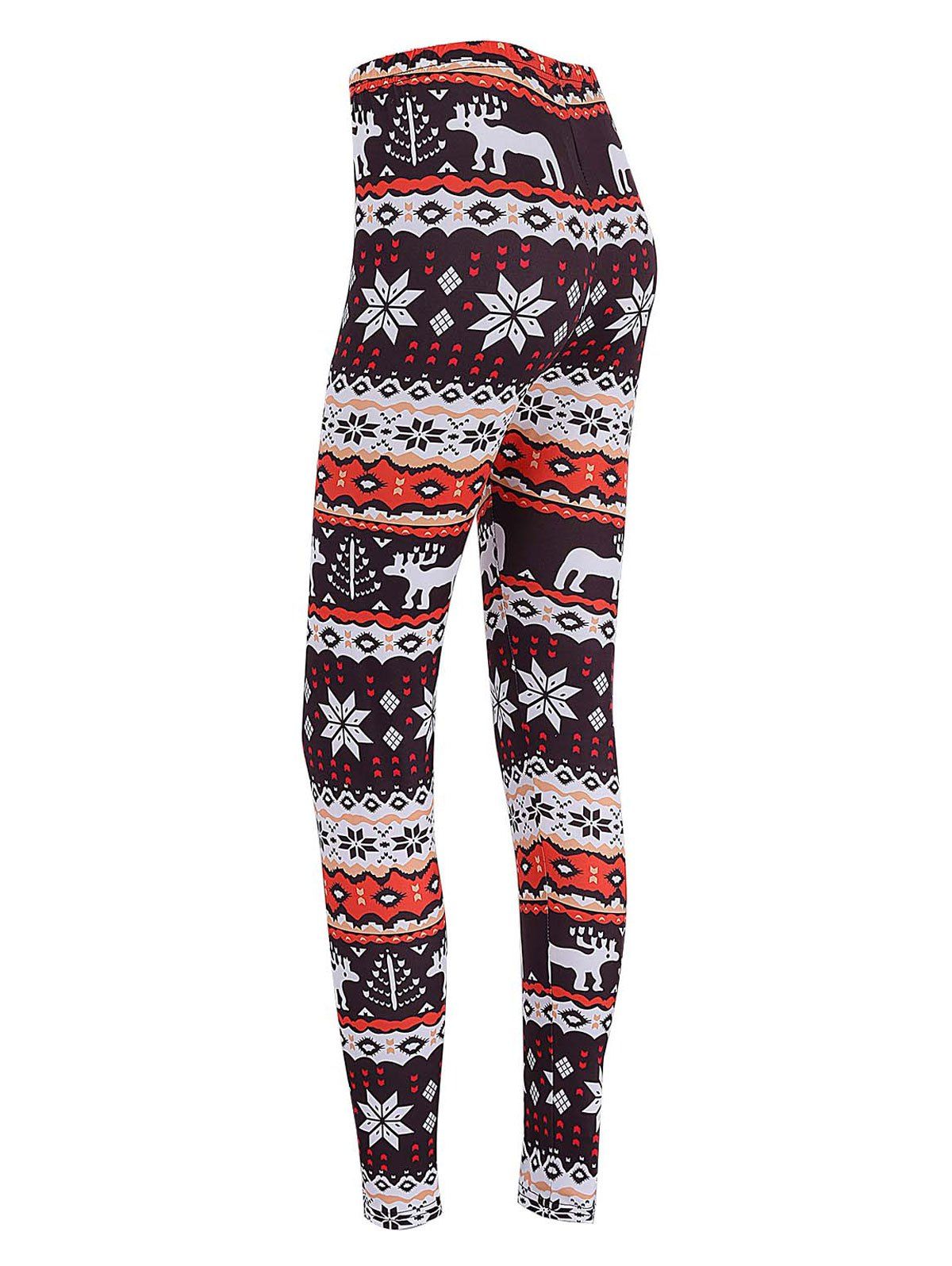 

Skinny Elk Snowflake Print Christmas Leggings, Colormix