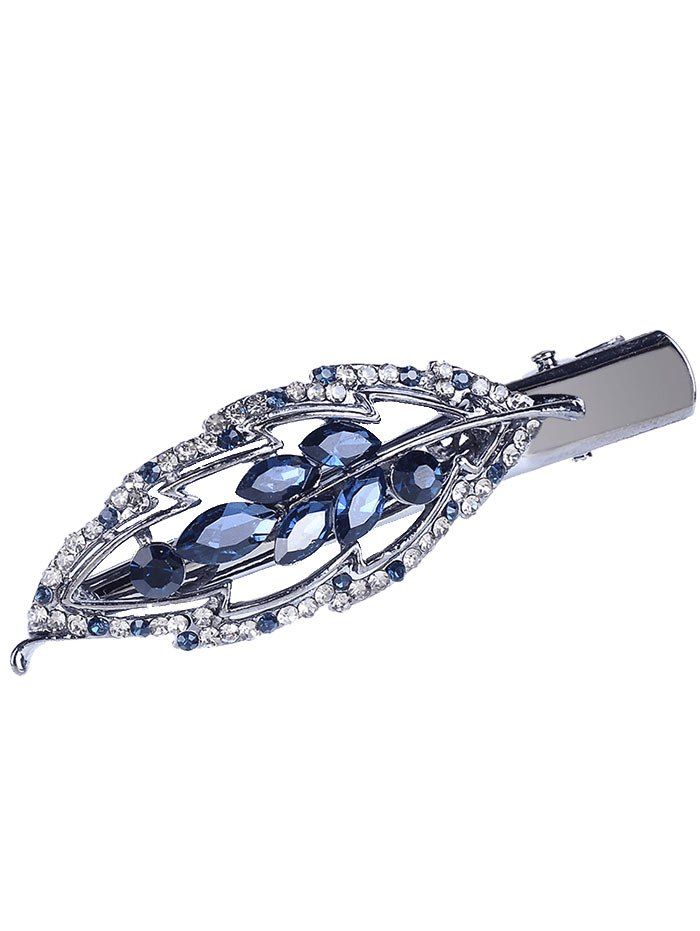 

Vintage Leaf Rhinestone Embellished Faux Gem Hairpin, Blue