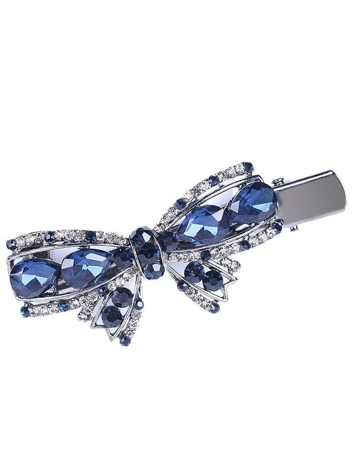 

Vintage Bowknot Shape Rhinestone Faux Gem Hairpin, Blue