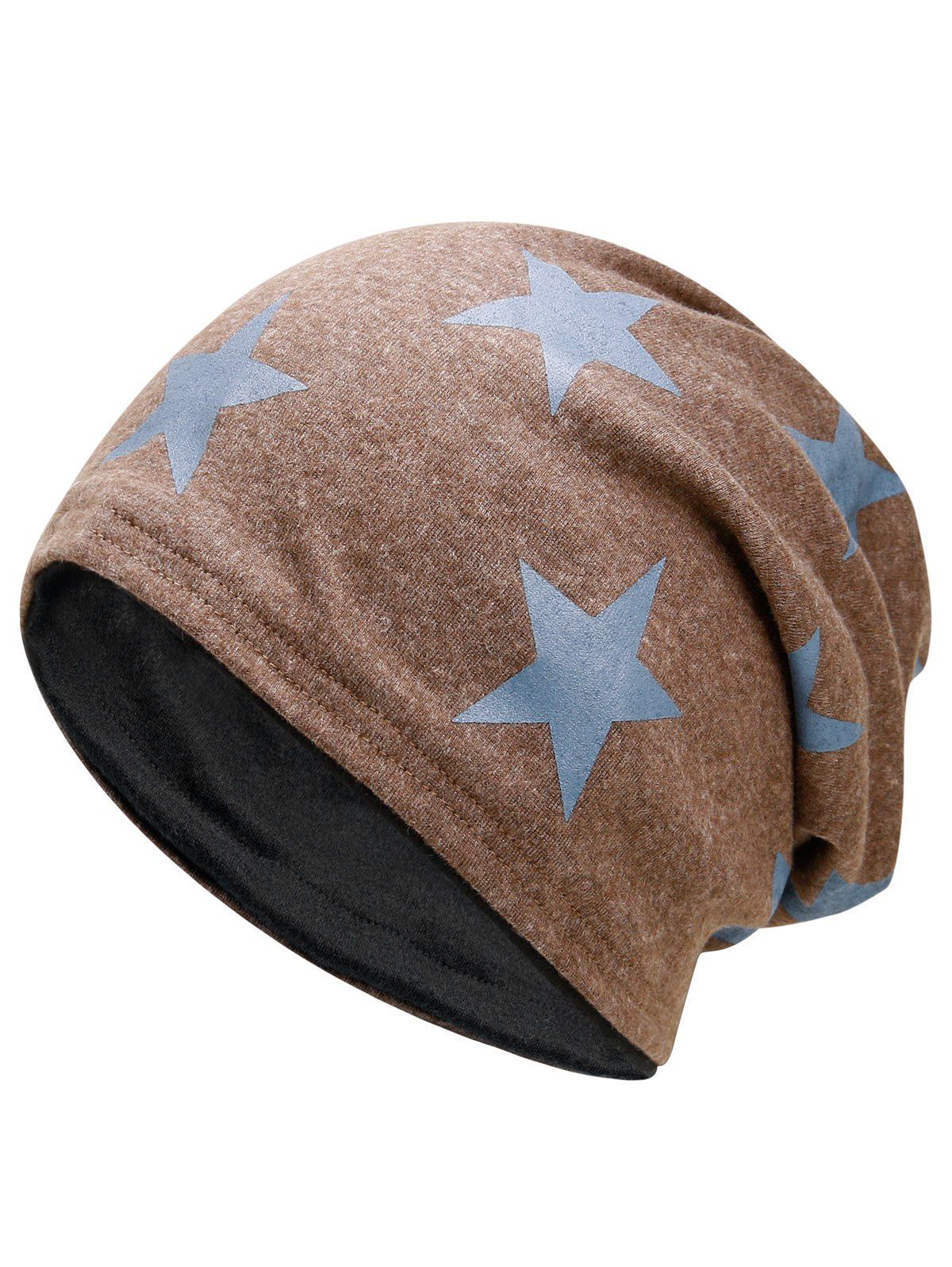 

Outdoor Star Pattern Embellished Reversible Lightweight Beanie, Khaki