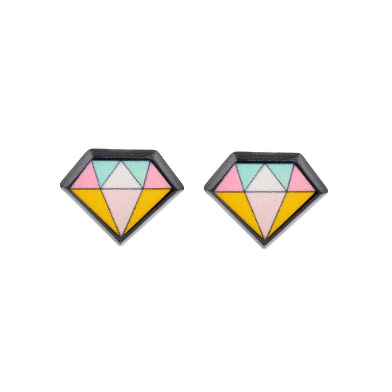 

Diamond Geometric Stud Earring, Black