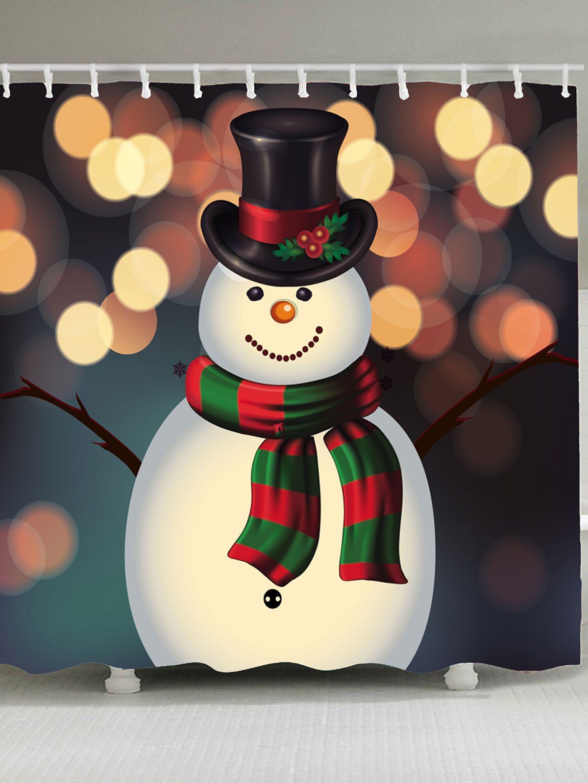 

Christmas Snowman Pattern Bathroom Shower Curtain, Colorful