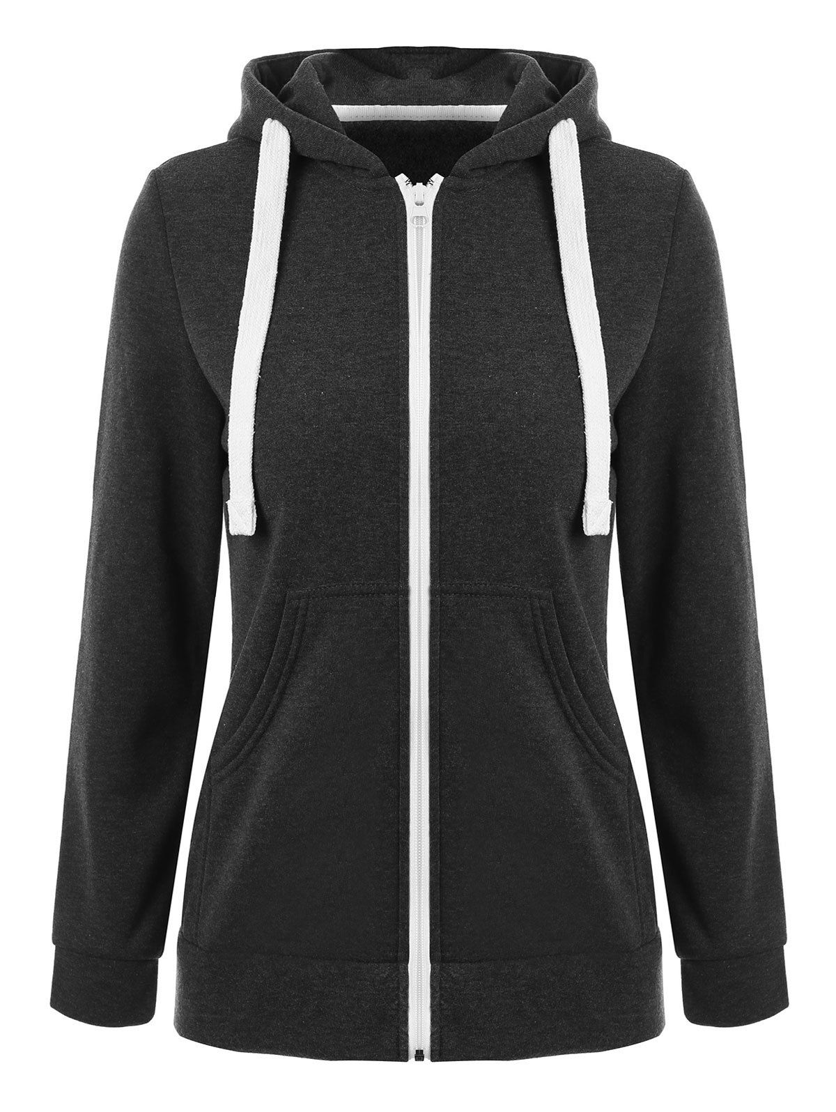 

Front Pocket Zip Up Hoodie, Deep gray