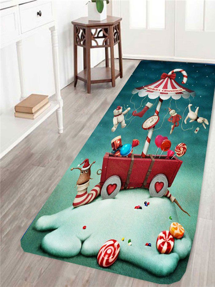 

Skidproof Christmas Cartoon Snail Pattern Rug, Colorful