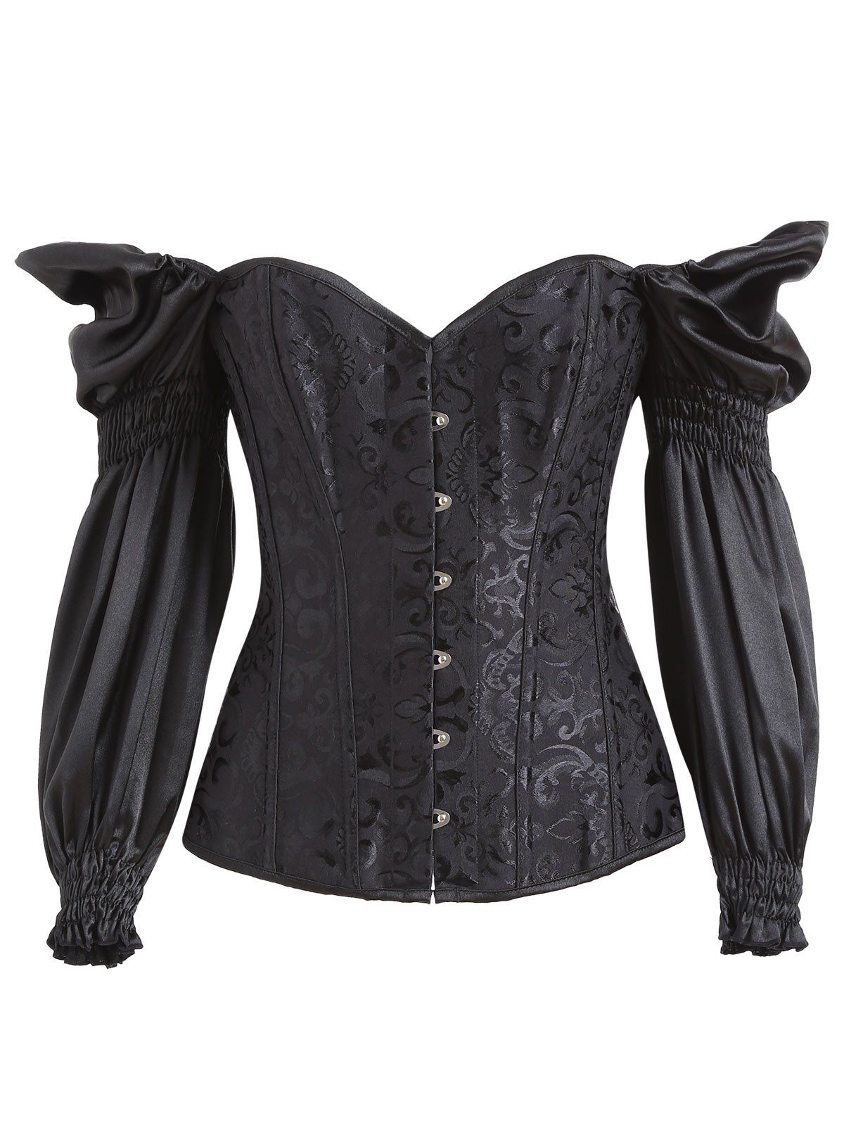 

Steel Boned Vintage Lantern Sleeve Corset, Black
