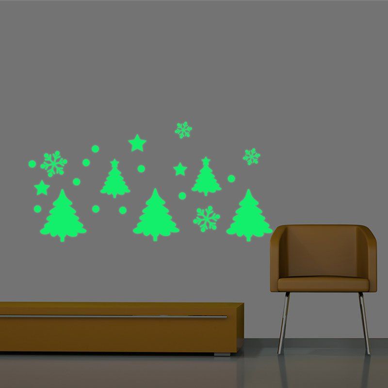 

Noctilucence Christmas Snowflake and Tree Shape Decor Wall Stickers, Green