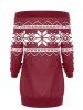 Plus Size Pullover Snowflake Geometric Skew Neck Sweatshirt -  