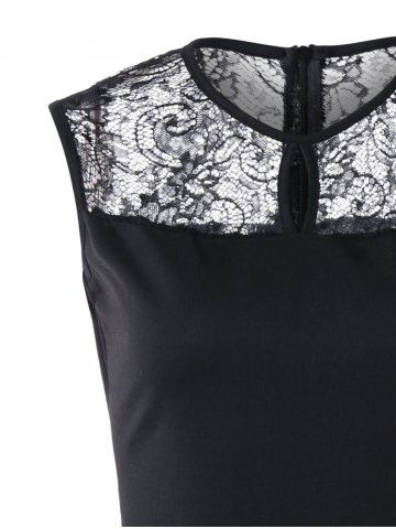 

Christmas Print Lace Panel Flare Midi Dress, Black