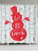Christmas Elements Snowman Print Polyester Waterproof Shower Curtain -  
