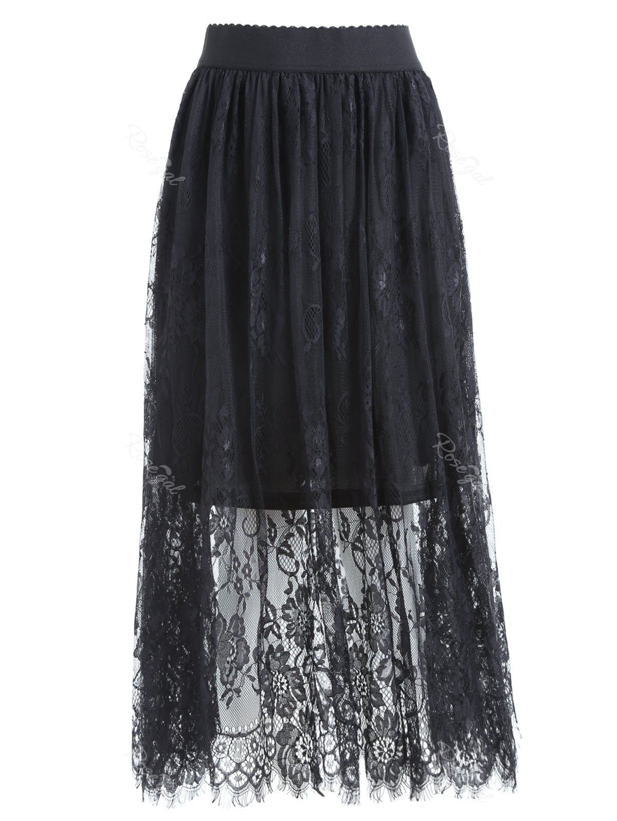 [25% OFF] Plus Size High Waist Long Lace Skirt | Rosegal