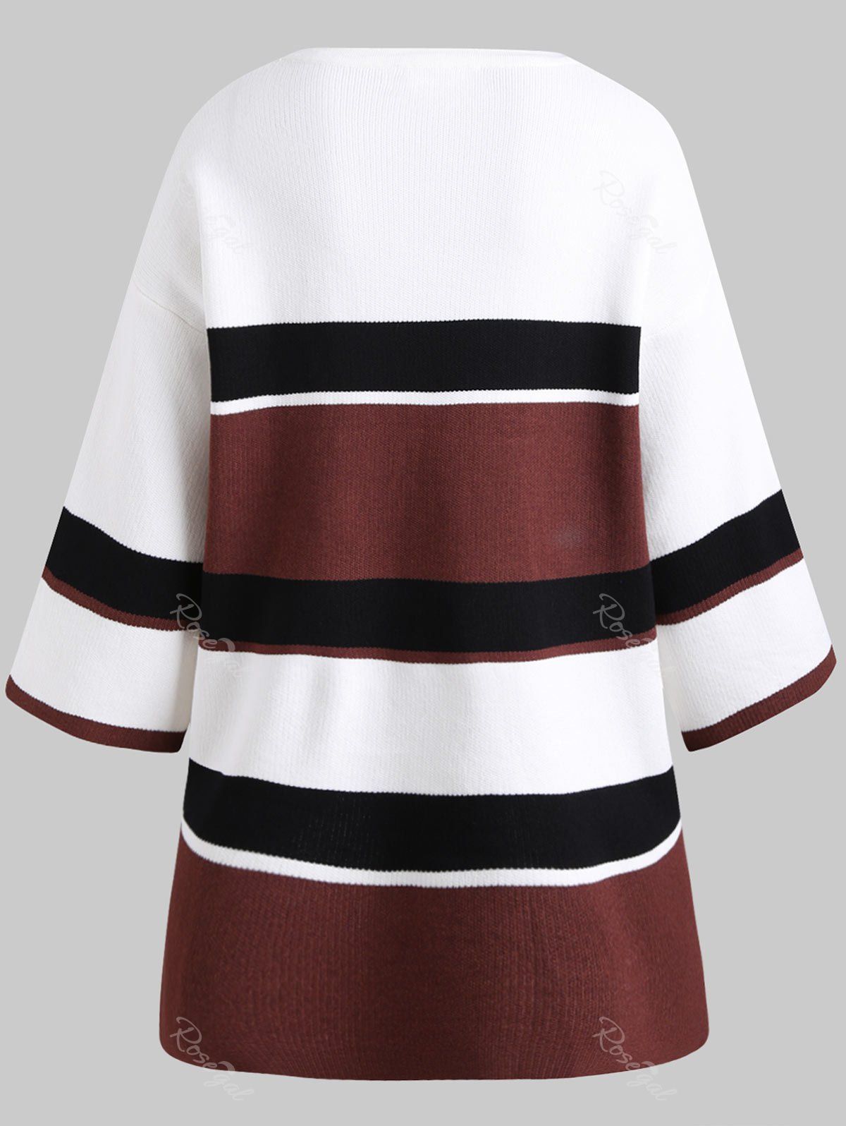 

Plus Size Color Block Knitted Tunic Sweater, Multi
