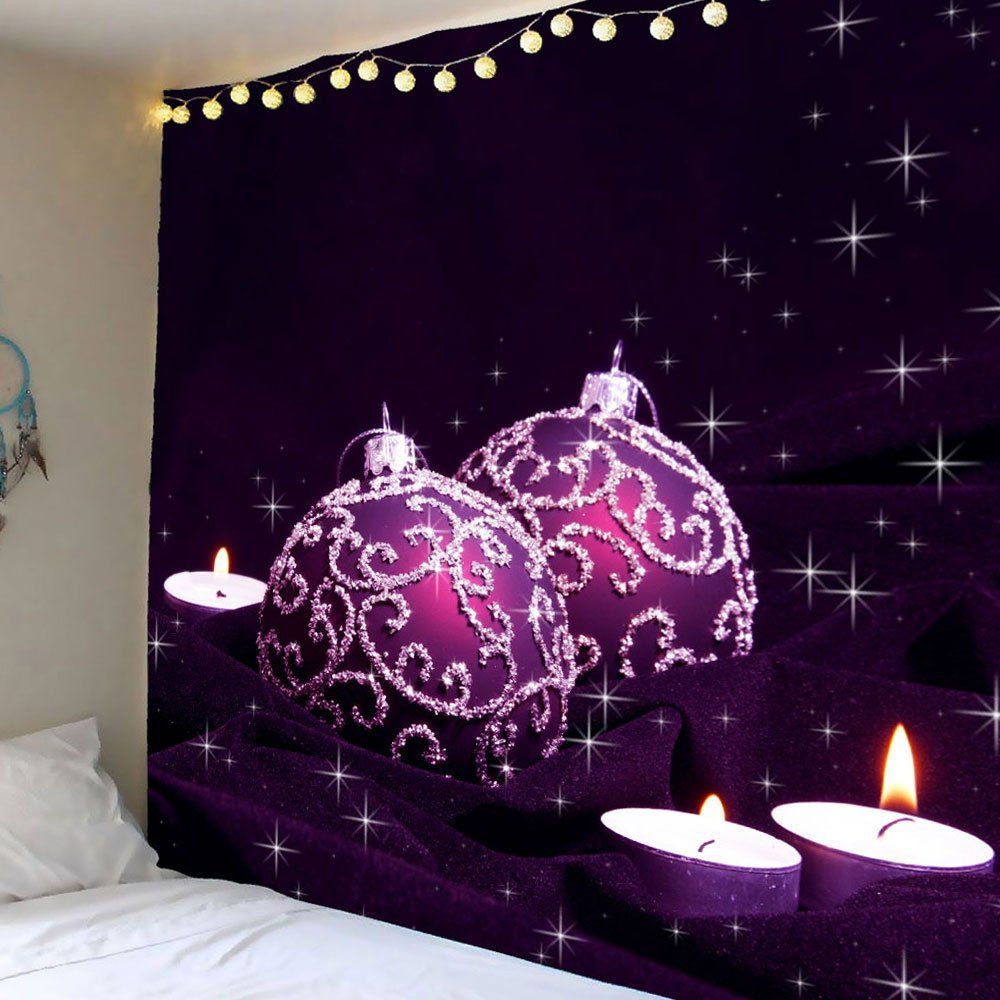 

Purple Ball Candles Printed Waterproof Wall Art Tapestry, Light purple