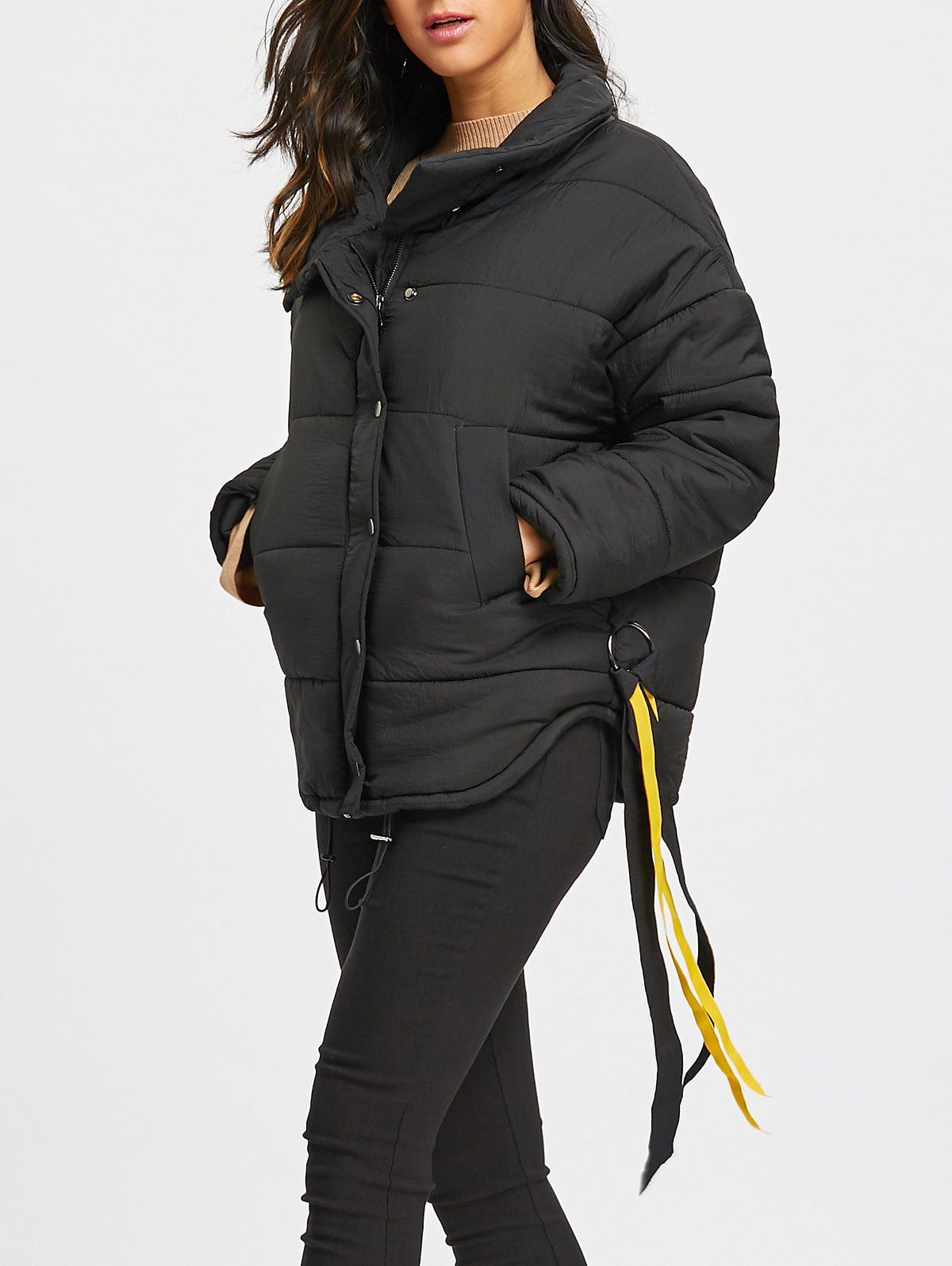 

Drop Shoulder Padded Jacket, Black