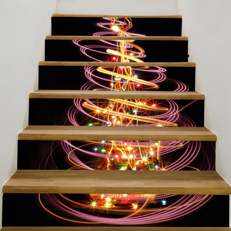 

Colored Christmas Tree Patterned Stair Stickers, Colorful