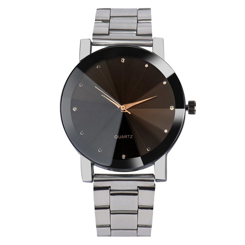 

Metallic Strap Rhinestone Analog Watch, Silver