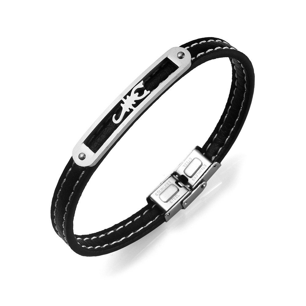

PU Leather Stainless Steel Scorpion Bracelet, Silver