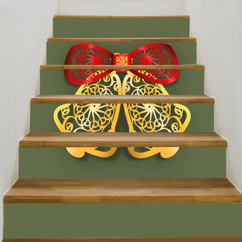 

Paper Cutting Christmas Bells Pattern Decorative Stair Stickers, Green