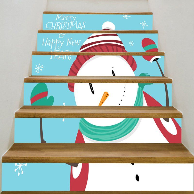 

Snowman Pattern Decorative Stair Stickers, Colormix