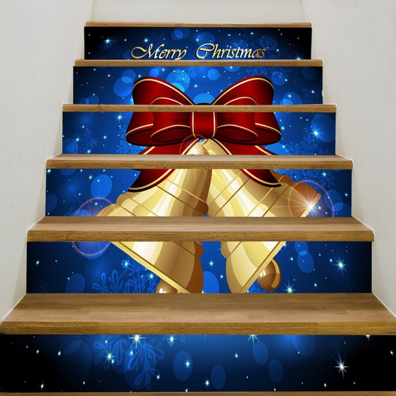 

Decorative Christmas Bell Printed Stair Stickers, Blue