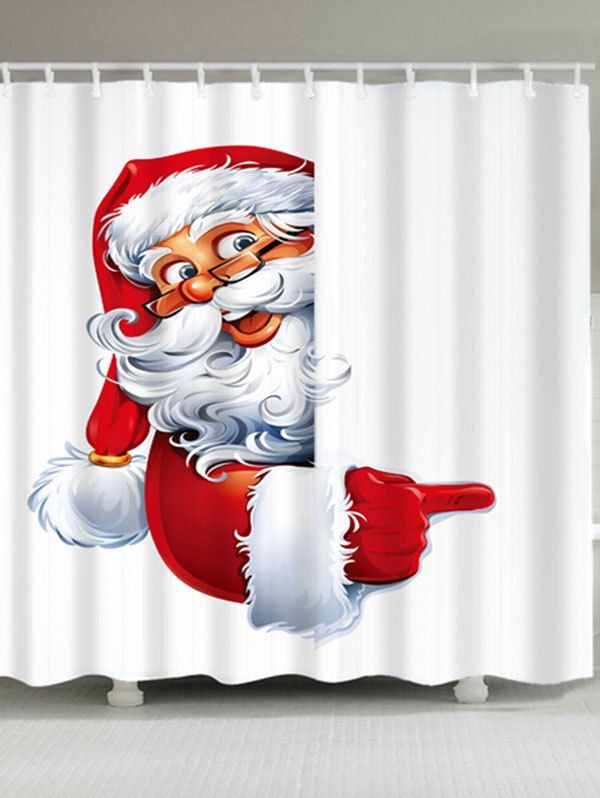 

Santa Claus Printed Waterproof Polyester Christmas Shower Curtain, White