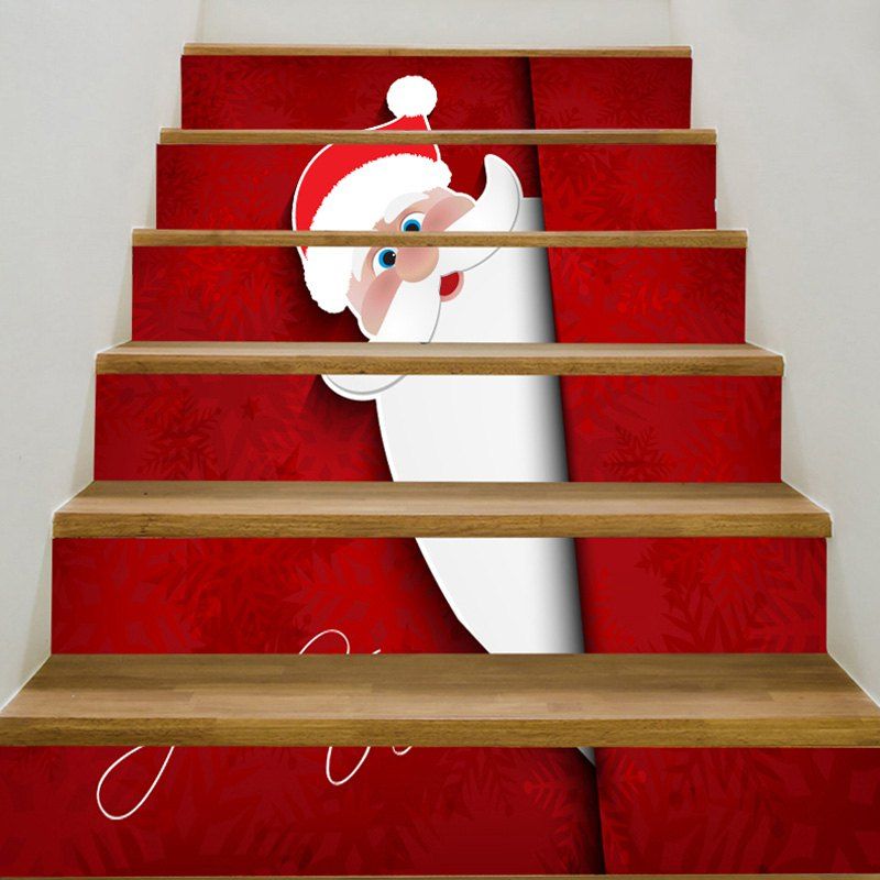 

Decorative Father Christmas Printed Stair Stickers, Red
