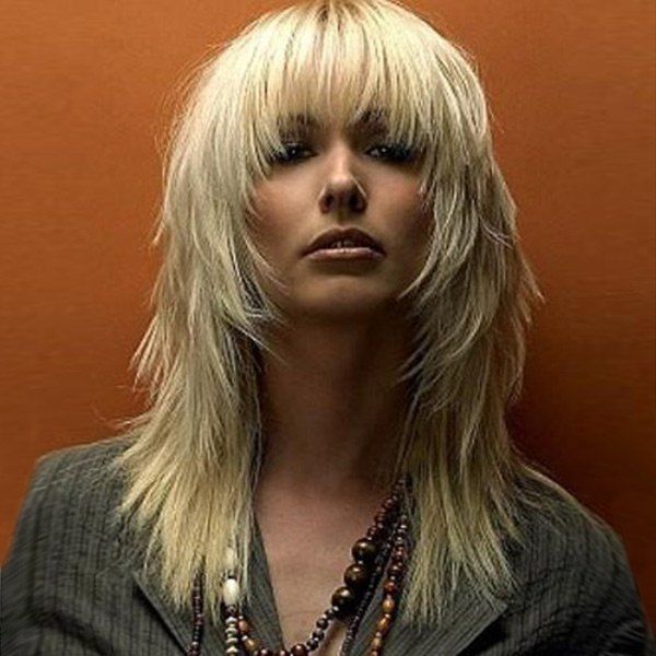 

Medium Full Bang Layered Straight Human Hair Wig, Venetian gold