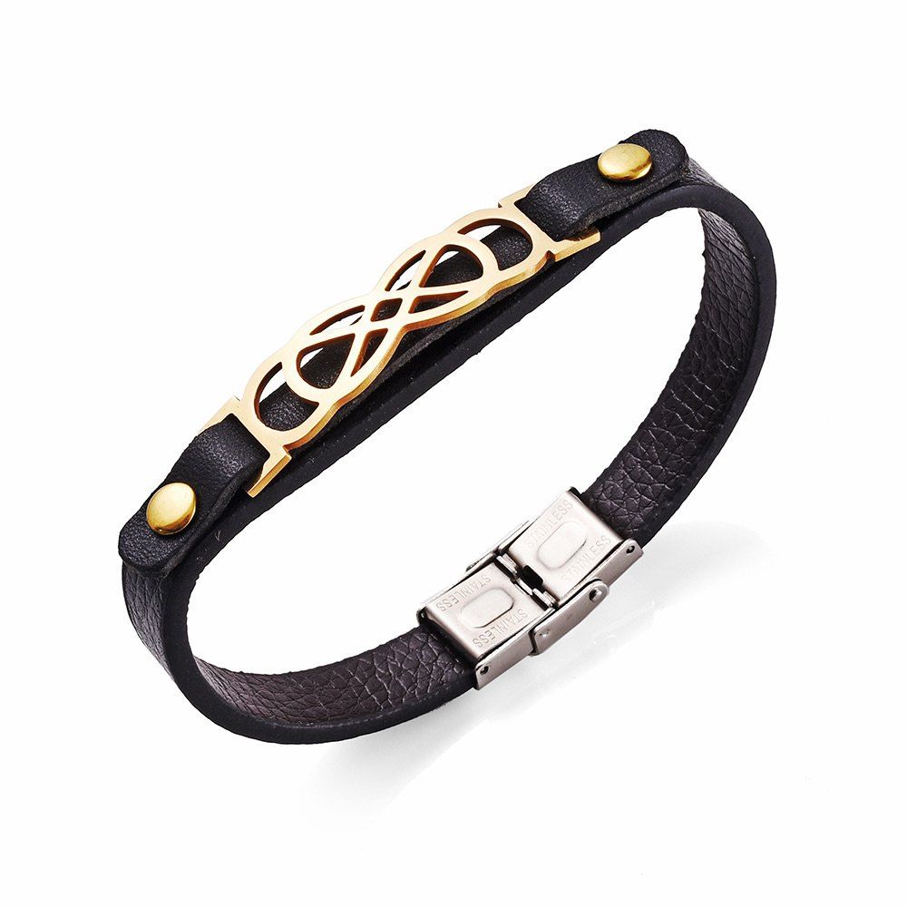 

Stainless Steel PU Leather Infinite Bracelet, Marigold