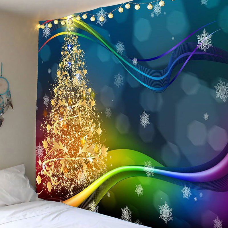 

Waterproof Colored Lines Christmas Tree Printed Wall Tapestry, Colorful