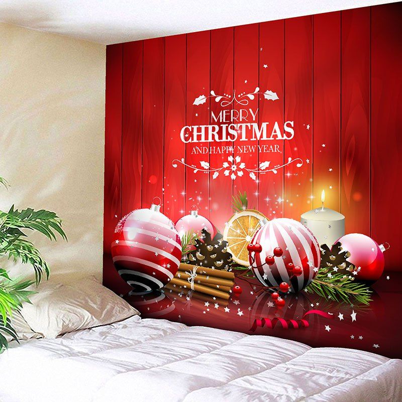 

Wall Decor Christmas Balls Pattern Tapestry, Red