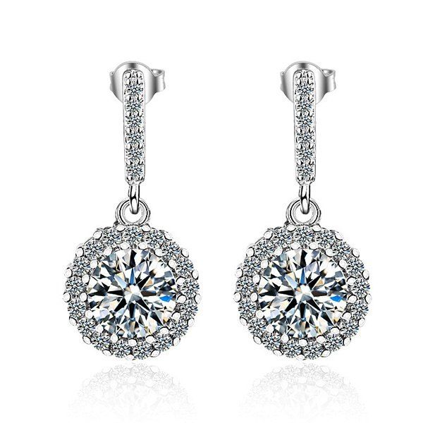 

Vintage Circle Crystal Embellished Drop Earrings, Silver