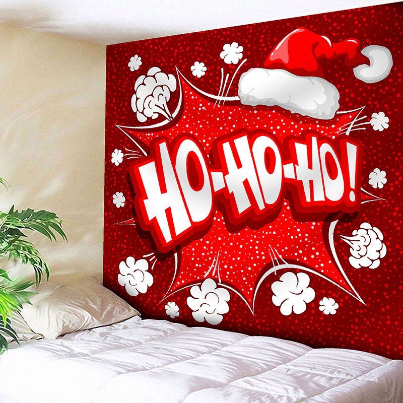 

Wall Decor Christmas Hat Letter Print Tapestry, Red