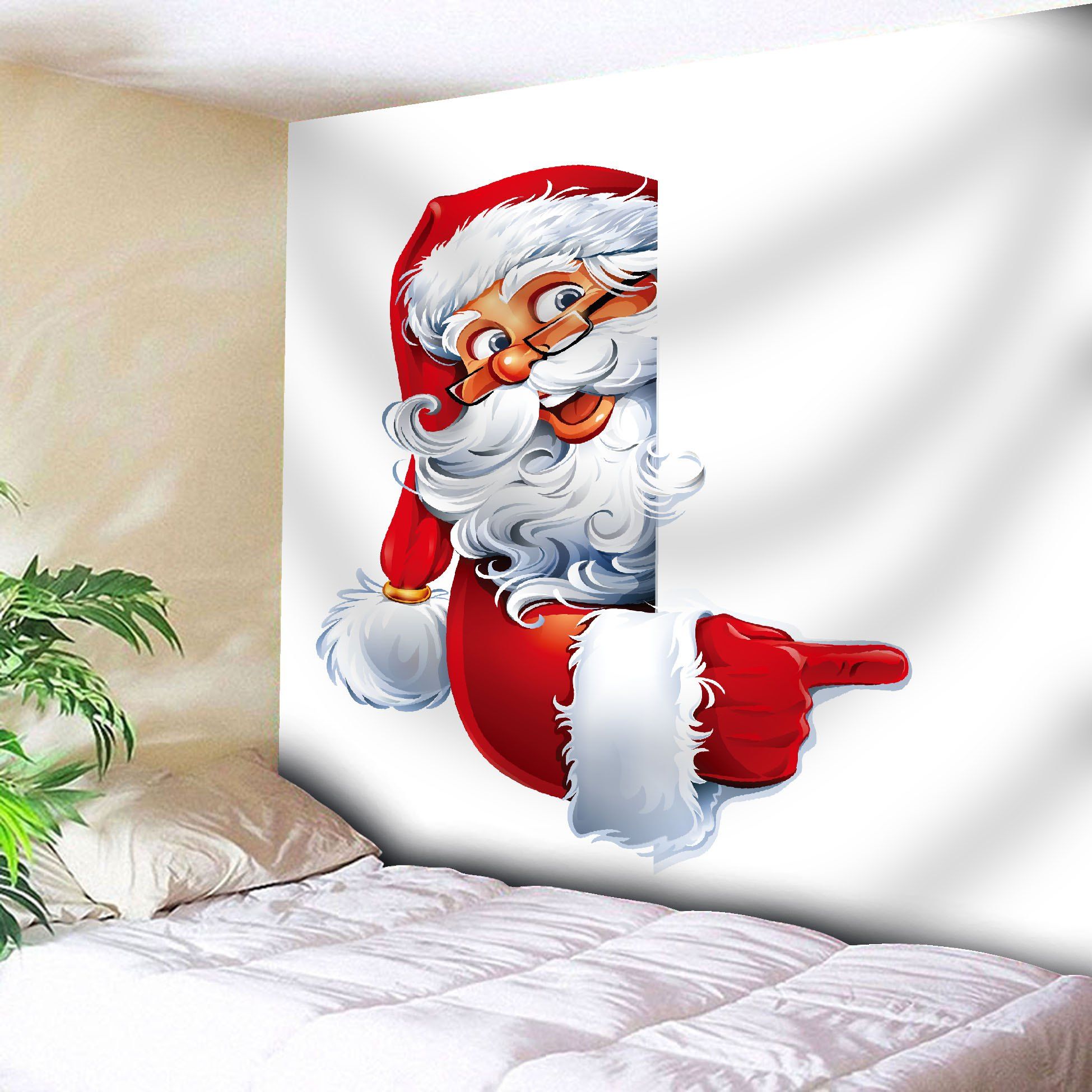 

Santa Claus Printed Wall Art Christmas Tapestry, White