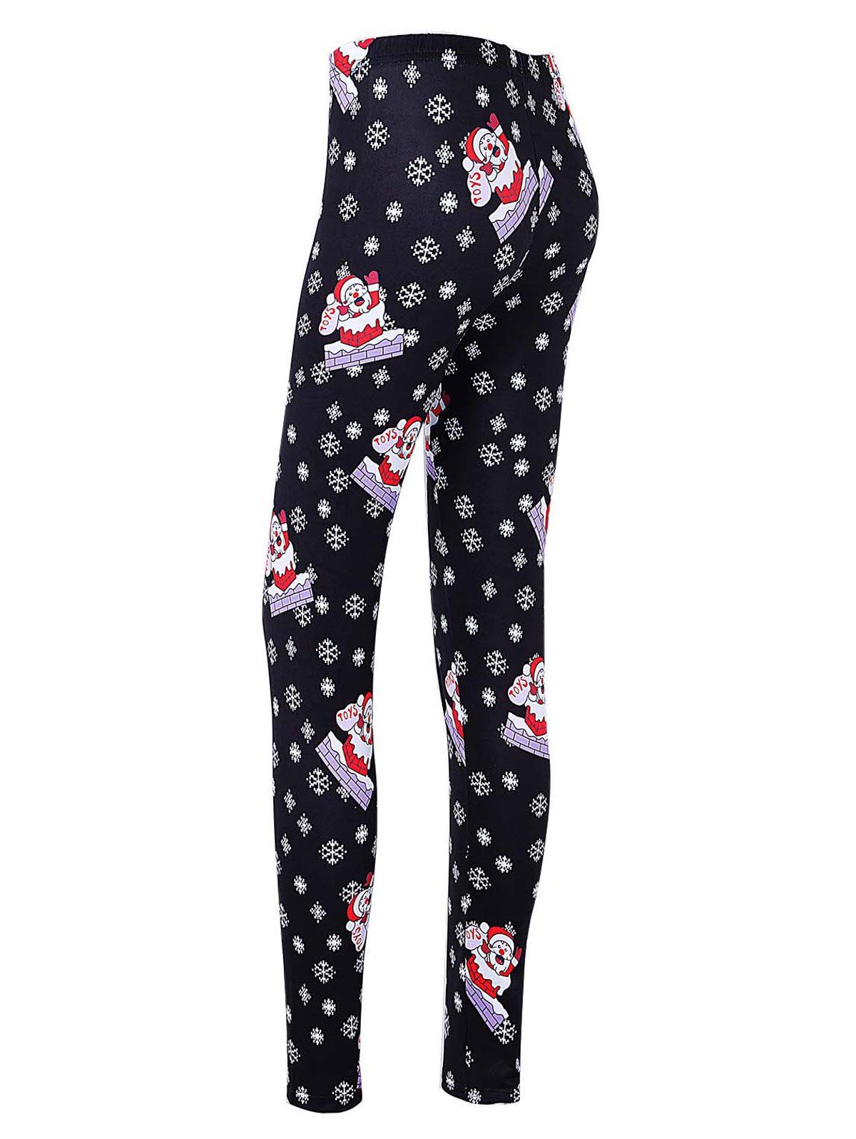 

Christmas Snowflake Santa Claus Skinny Leggings, Black
