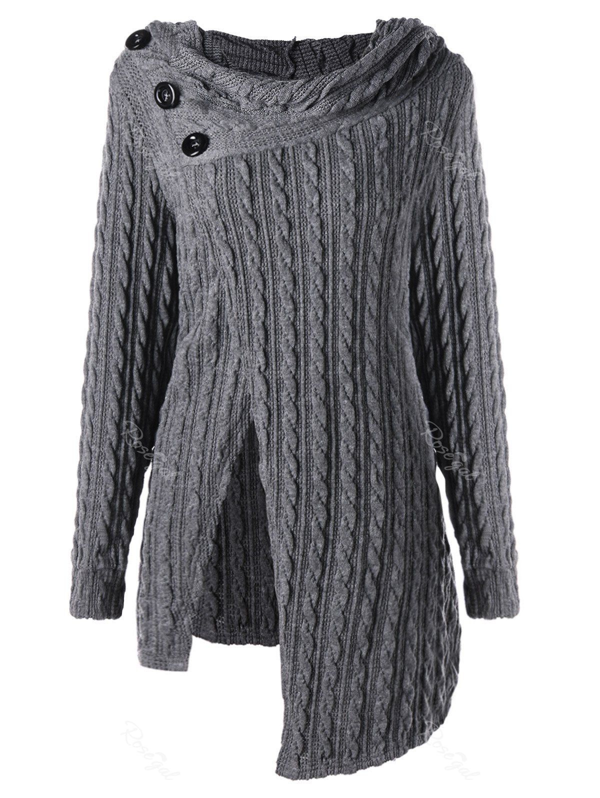 

Plus Size Front Slit Asymmetrical Hoodie, Gray