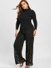 Plus Size Lace Hem Palazzo Pants -  