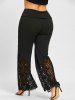 Plus Size Lace Hem Palazzo Pants -  