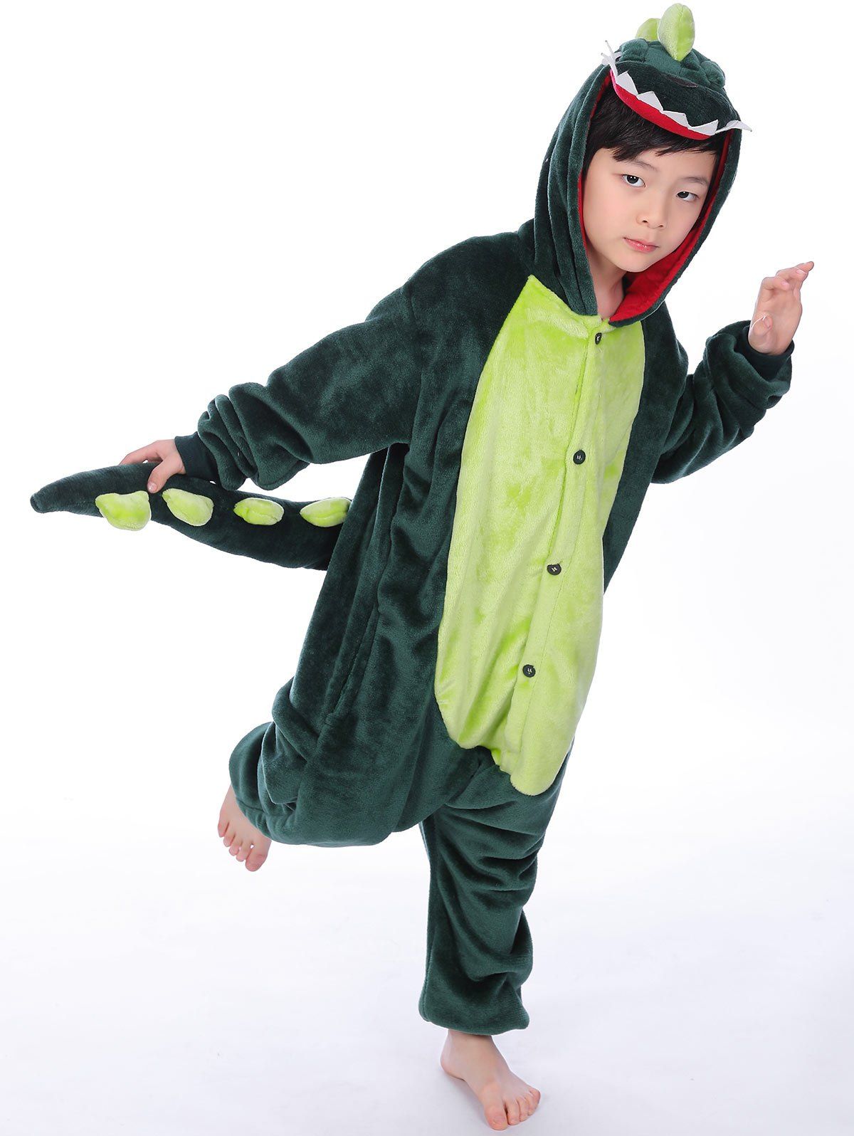 

Cartoon Onesies Kids Dinosaur Animal Pajamas, Green