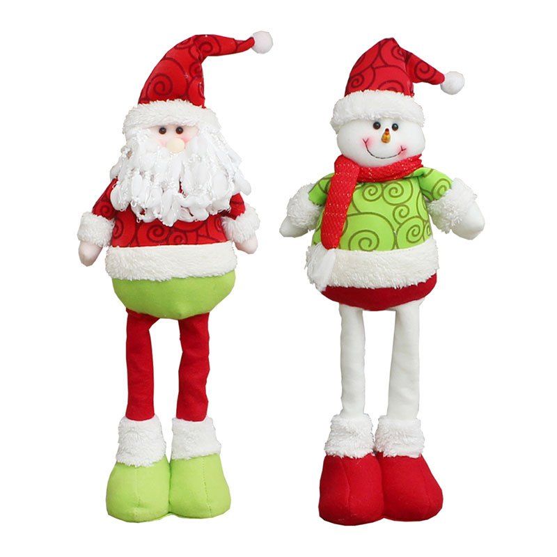 

Santa Claus Snowman Pattern 2Pcs Retractable Christmas Dolls, Red and green